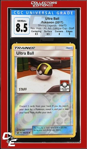 Shining Legends Ultra Ball 68a/73 Reverse - Alt. Art League Cup - STAFF CGC 8.5