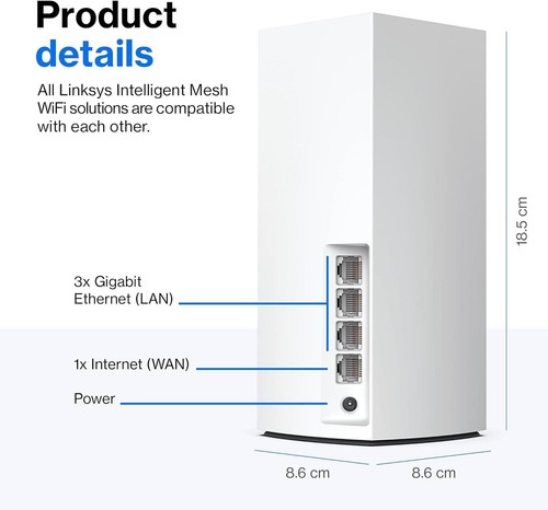 Linksys Atlas 6 Whole Home Mesh WiFi 6 System - Dual Band AX3000 Wireless Router - Afbeelding 3 van 11