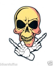 SKULL WITH DOUBLE MIDDLE FINGER HELMET STICKER LAPTOP STICKER TOOLBOX STICKER