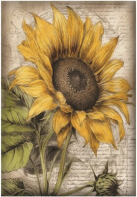 A3-Decoupage-Bastelpapier-Softpapier-Vintage-Sonnenblume-Sunflower-17167