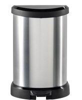 Curver Metal Effect Pedal Touch Slim Deco Kitchen Work Waste Bin 20L - Silver