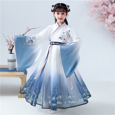 Children Chinese Autumn Costume Super Fairy Elegant Long-Sleeved Hanfu Dress