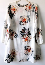 Shein Womens White Multi Floral Long Sleeve Dress Size S