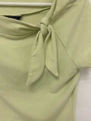 George Womens Top Size M Green Stretch Tie Knot Short Sleeve Casual Blouse - Picture 3 of 9