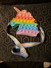 Pop It Silicone Rainbow Unicorn Crossbody Bag/Purse For Kids
