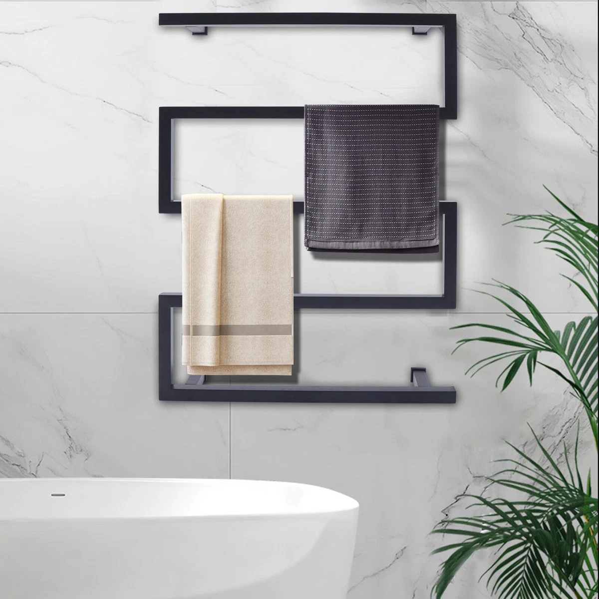 Electric Heated Towel Rack Warmer Stainless Steel 5 Bars Drying Rack  Bathroom | eBay