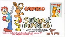 AO 4470-1, 2010, Sunday Funnies, Digital Color Postmark, Add-on Cachet, First Da