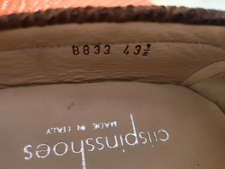 Zapatos Crispin Mocasín Marrón Cuero Suave Estampado Serpiente. Talla 43 1/2. Estilo 8833. Foto 3 de 4