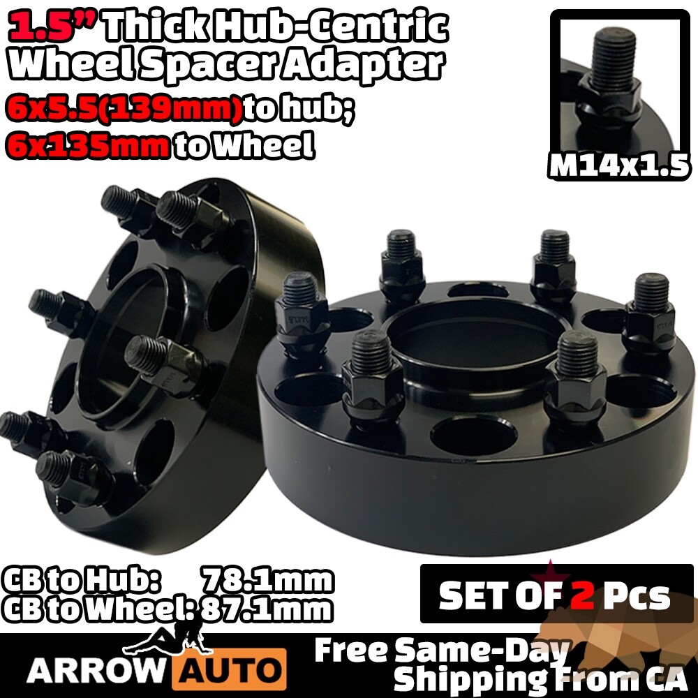 2x 1.5" 6x5.5 to 6x135 Hub Centric Adapter Fit GMC Sierra&Savana 1500 W