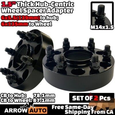 2x 1.5'' 6x5.5 to 6x135 Hub Centric Adapter Fit GMC Sierra&Savana 1500 W Ford Rim