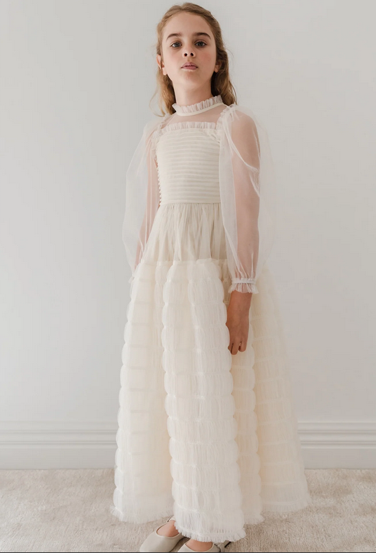 white christmas dresses Petite Amalie Pink/Cream Shirred Waist Voile Dress – Ladida main image 1