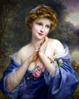 Summer rose woman portrait Oil Painting Giclee Art Printed on canvas L2060
