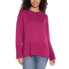 GAP Women's Crewneck Long Sleeve Cotton Pullover, Pink, Size XL