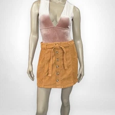 AMERICAN EAGLE 6 High Rise A-Line Corduroy Brown Skirt Fall Transitional Casual