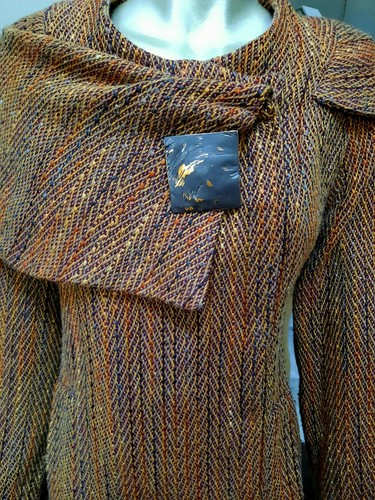 NEWPORT NEWS DE COLECCIÓN AÑOS 90 MEZCLA LANA TWEED BROCHE CUELLO DRAPEADO CHAQUETA TALLA 10 - Imagen 2 de 5