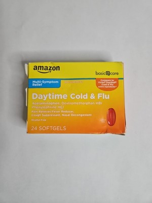 Amazon Basic Care Daytime Cold and Flu Relief Liquid 24 Count (Pack of 1) 