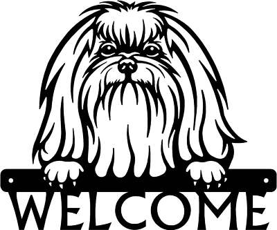 Maltese Detailed Dog Face Welcome Sign or Custom Name