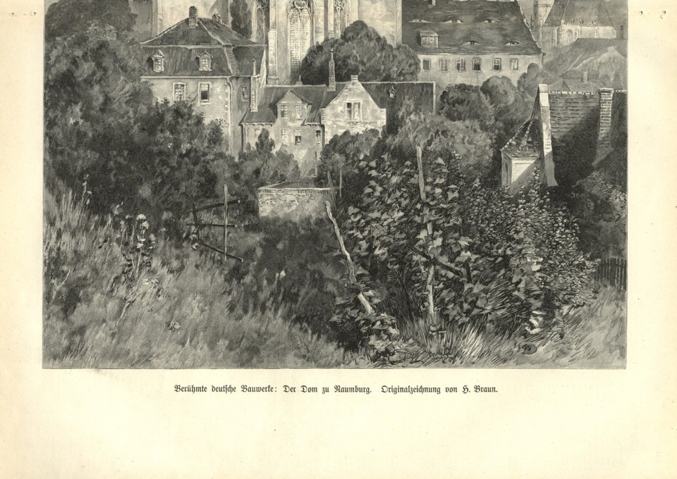 The cathedral in Naumburg Germany XXL 1903 art print by Hermann Braun