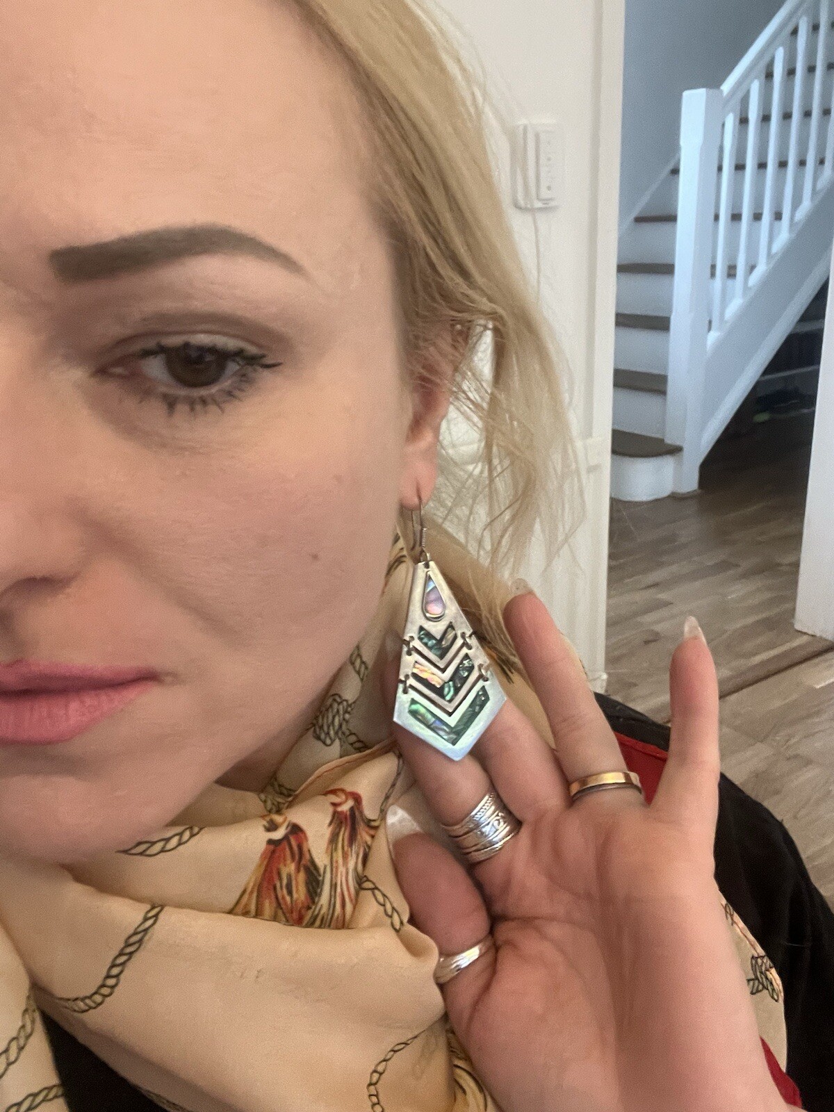 Gorgeous Long Drop Solid Silver Abalone Articulat… - image 3