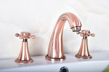 Antique Copper Three Hole Widespread Bathroom Faucet Sink Tub Mixer Tap 2rg076
