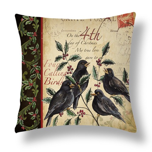 Cardinal Snow Branch Pillow Cover Winter Robin Bird Christmas Holly Cushion Case - Picture 58 of 88