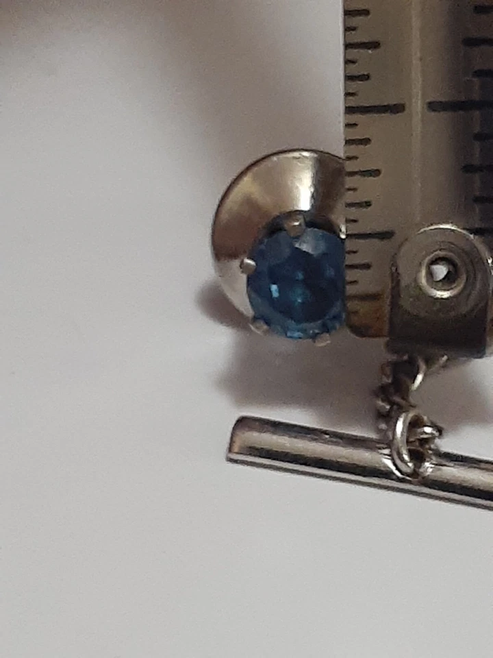 London blue Topaz gemstone tie tack with chain - Image 4 of 4