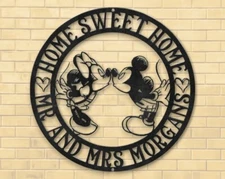 Customized Mr and Mrs Metal Sign, Disney Mickey & Minnie Home Sign, Sweet Home