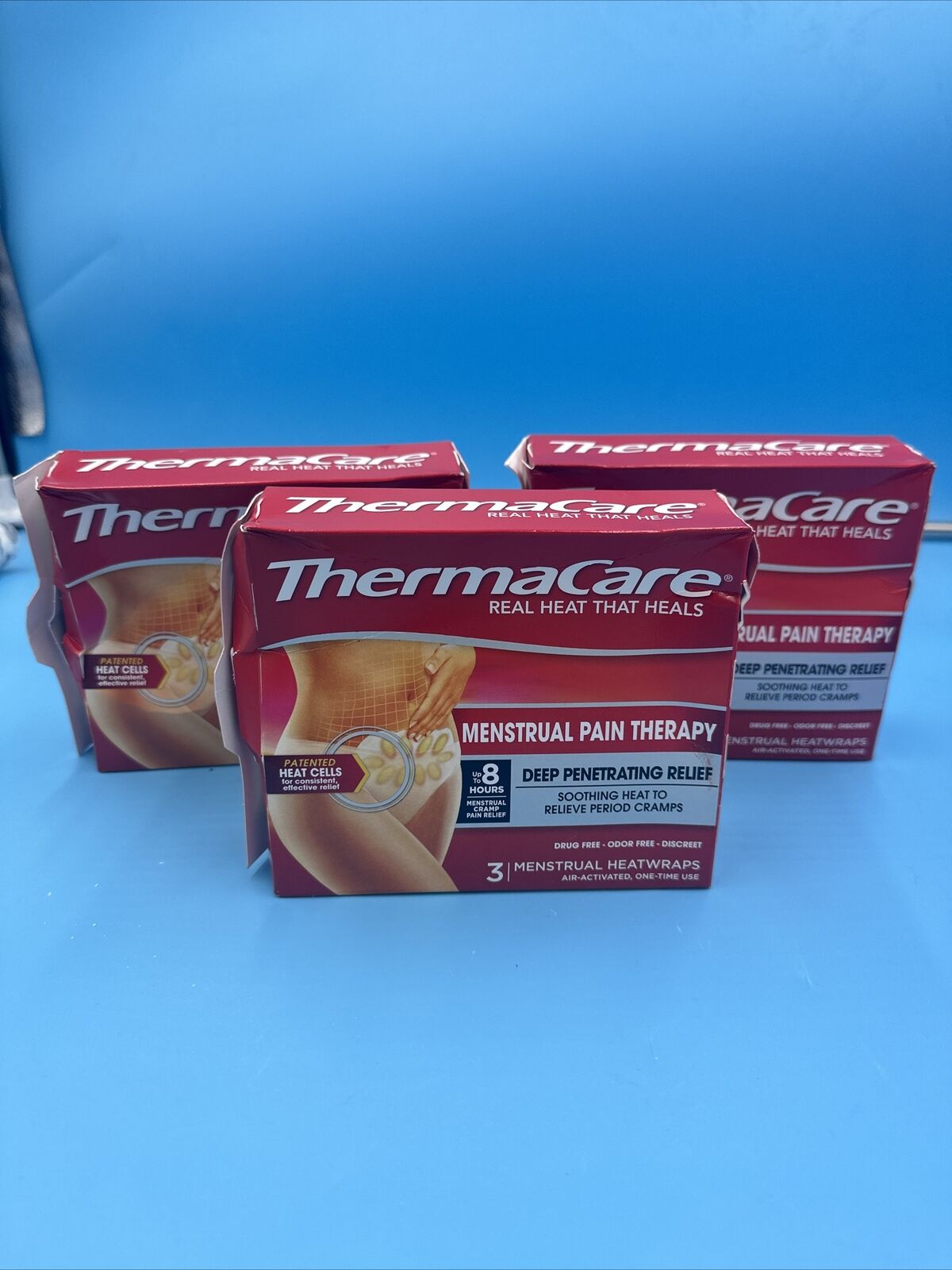 ThermaCare Menstrual Cramps Pain Relief Heat Wraps - 3 ct