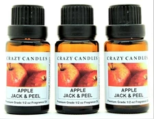 3 Apple Jack & Peel 1/2oz Premium Grade Scented Fragrance Oil Crazy Candles