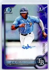 ESTANLI CASTILLO 2022 Bowman Chrome 1st RC Purple Auto /250 TB Devil Rays CPA-EC