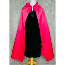 Pink cape costume accessories clasp front long silky pink / red cape halloween