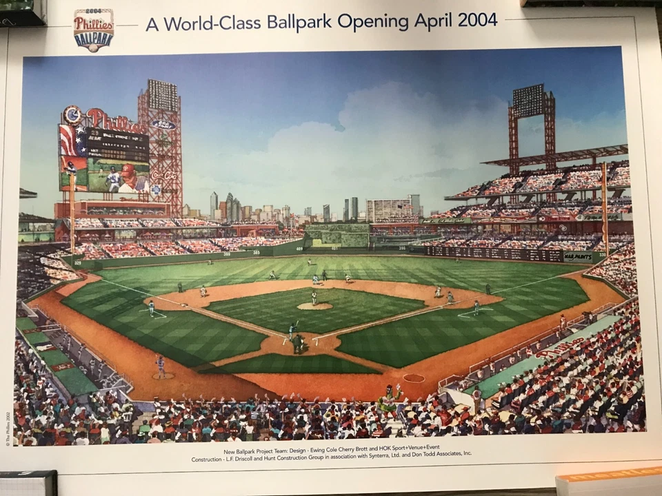 PHILLIES CITIZEN BANK PARK 2004 PROYECTO LITOGRAFÍA IMPRESIÓN AZUL CON CERTIFICADO DE AUTENTICIDAD Foto 2 de 4