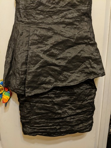 Sarah Pacini Women's sz 3 Dress New Pacini bubble open back black crinkled D2 - Picture 5 of 8