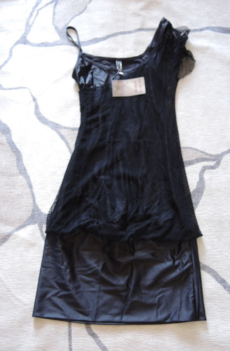 Lip Service Vintage 90s Goth Lace Midi Dress Asymmetrical Black Size P XS NWT