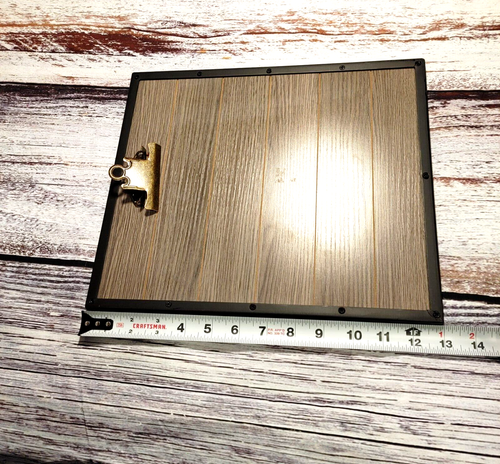 Clip Board, wood gain 13"X11" with black metal frame, wall mount and stand.