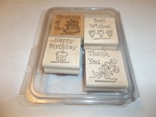 Stampin' Up Simple Wishes Wooden Rubber Stamp Set Complete set of 4