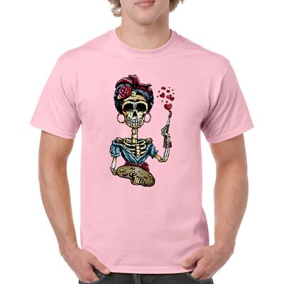 Frida Kahlo Sugar Skull T-shirt Calavera Mexican Day of the Dead Men's Tee