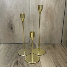 Gold Candle sticks Set 3 Tiered Bohemian Style  Spherical Base Wedding Holiday