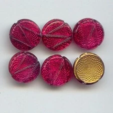 24 VINTAGE GLASS RUBY 12mm. ROUND DECO Z PLAQUE CABOCHONS 6959