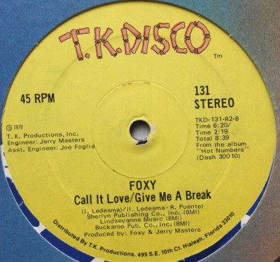 FOXY CALL IT LOVE / HOT NUMBER 12'' VINYL RECORD MAXI SINGLE T.K. DISCO