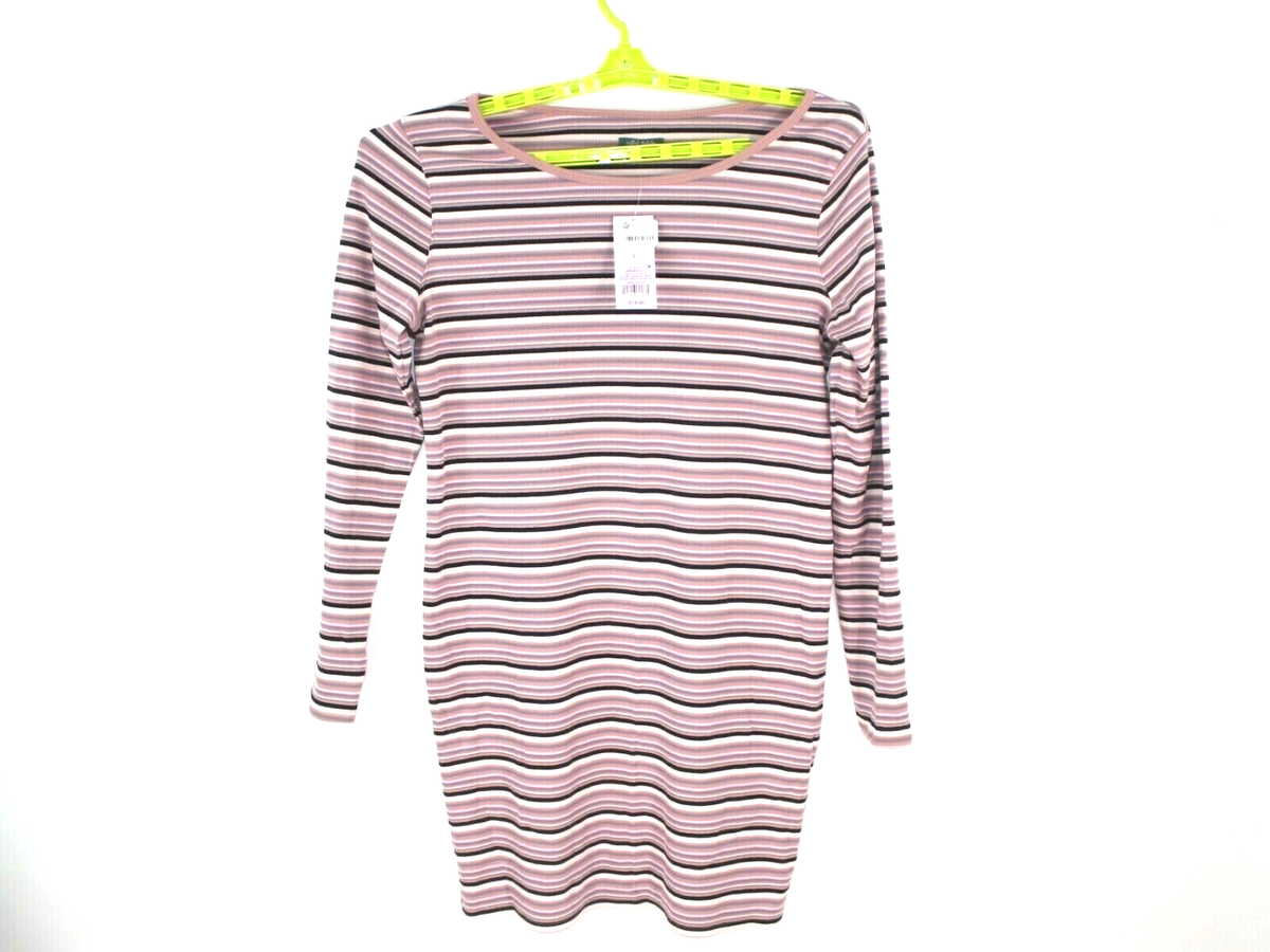 chinese dress ladies Striped Mock Neck Long Sleeve Mini Dress White / XL