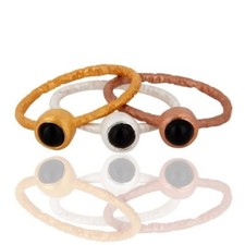 Set Of 3 Natural Black Onyx Gemstone Jewelry 925 Sterling Silver Ring