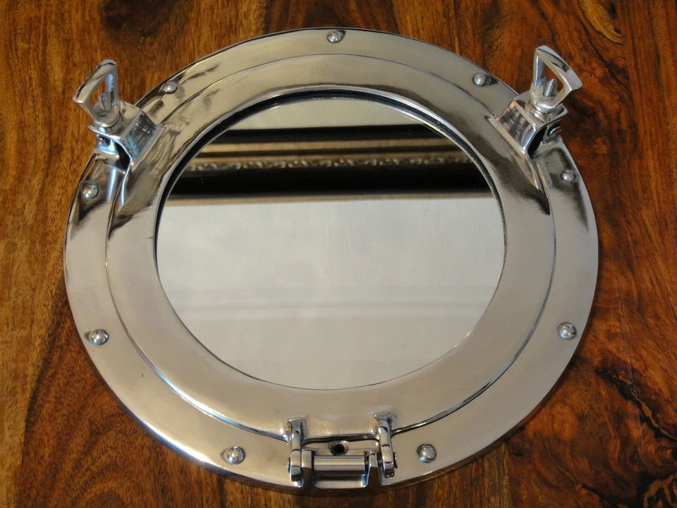 Wandspiegel Bullauge Silber 30 cm Schminkspiegel Schiffsfenster Spiegel Maritim - Bild 1 von 4