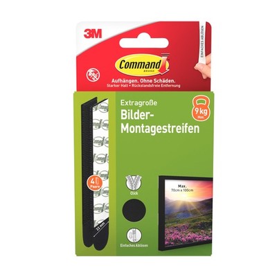 Command  Bilder-Montage-Strips, Schwarz, XL, 4 Paare, Selbstklebend ohne Bohren
