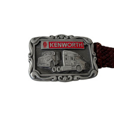 Vintage Kenworth Trucker Belt Buckle  Leather Braided Belt   Amazing Condition
