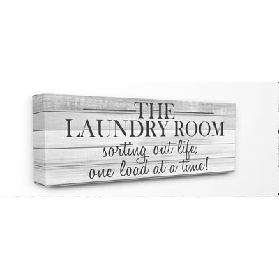 13 In. X 30 In. ''Laundry Room Bathroom Black and White'' by Kimberly Allen Canvas