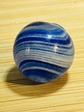 Rare German Handmade Peewee Blue White Onionskin/Josephs Coat Marble 12.6mm NM