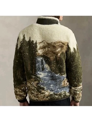 Polo Ralph Lauren High Pile Fleece Sportsman Country Scenic Wildlife Jacket XL image 3