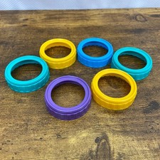6 PLAYTEX PREMIUM DROP INS Lid Rings Purple Blue Yellow BABY BOTTLE BP1