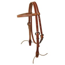 HEADSTALL Harness Leather Browband with Leather Ties Made in the USA